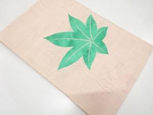 未使用品　紗　楓模様織り出し　名古屋帯